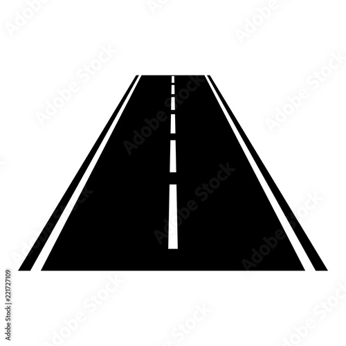 Simple black vector way road asphalt icon isolated on white background