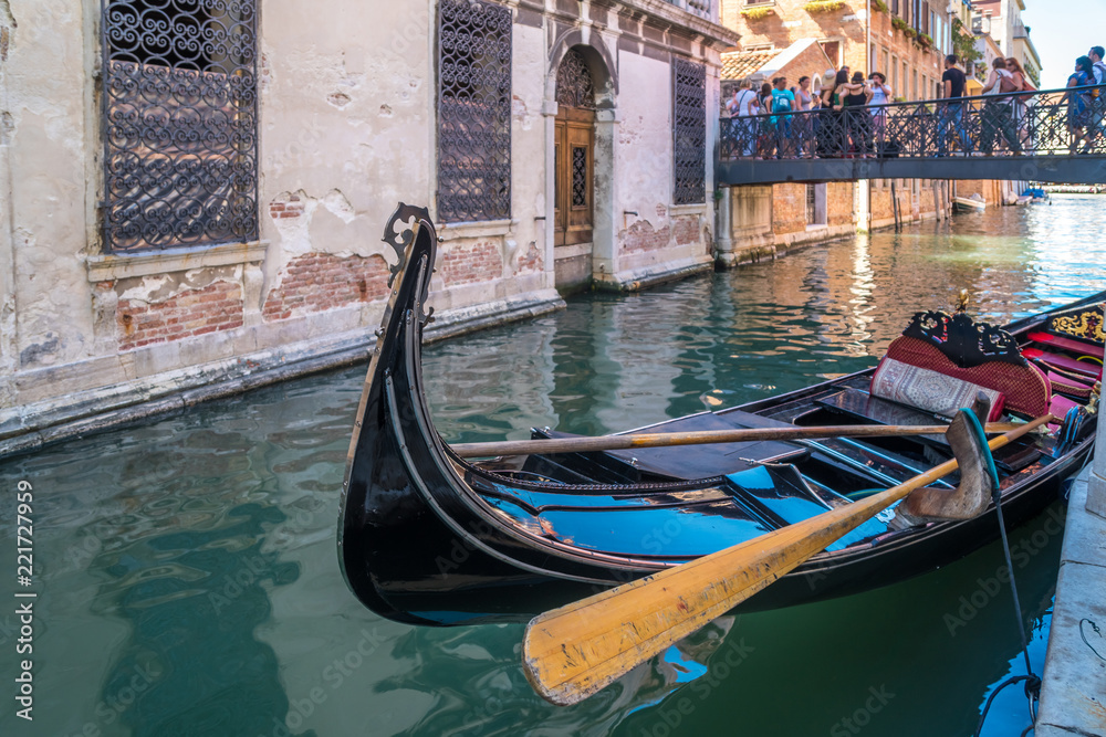 gondola in the narrow canals of Venice, Italy