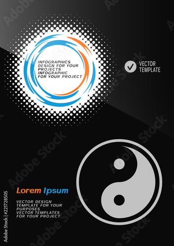 Brochure or web banner design with Yin Yang symbol