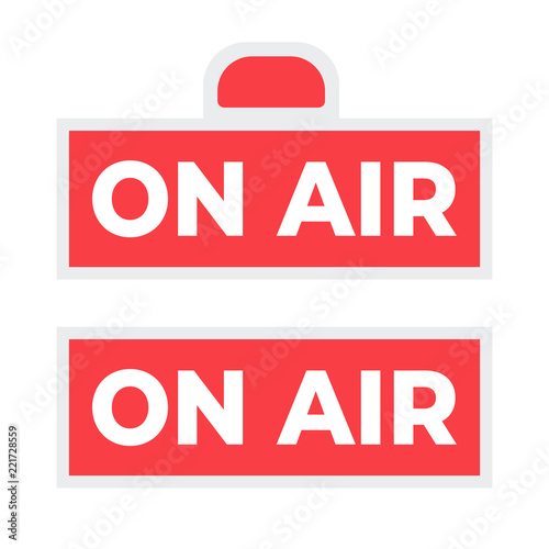 Broadcast studio on air light. On-air sign radio and television