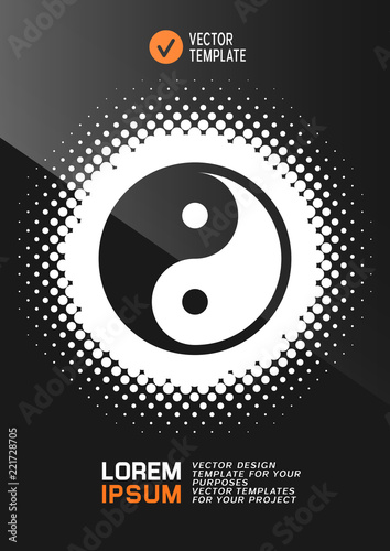 Brochure or web banner design with Yin Yang symbol