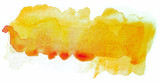 saturated yellow watercolor stain, drawn by brush on paper