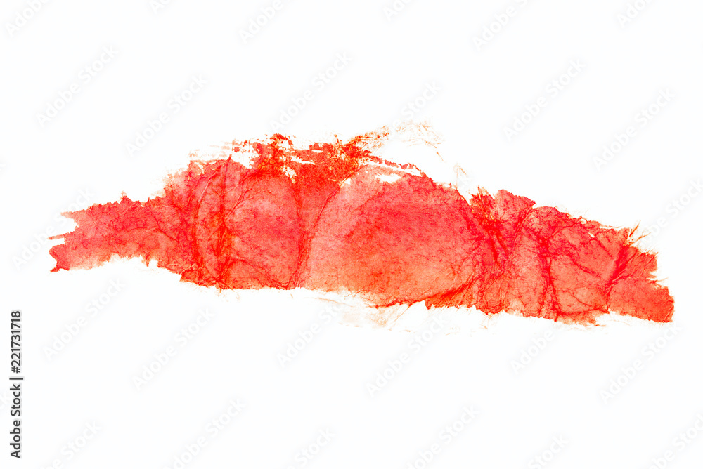 red watercolor stain, drawn by brush on paper on crumpled paper with streaks red watercolor stain, drawn by brush on paper on crumpled paper with streaks