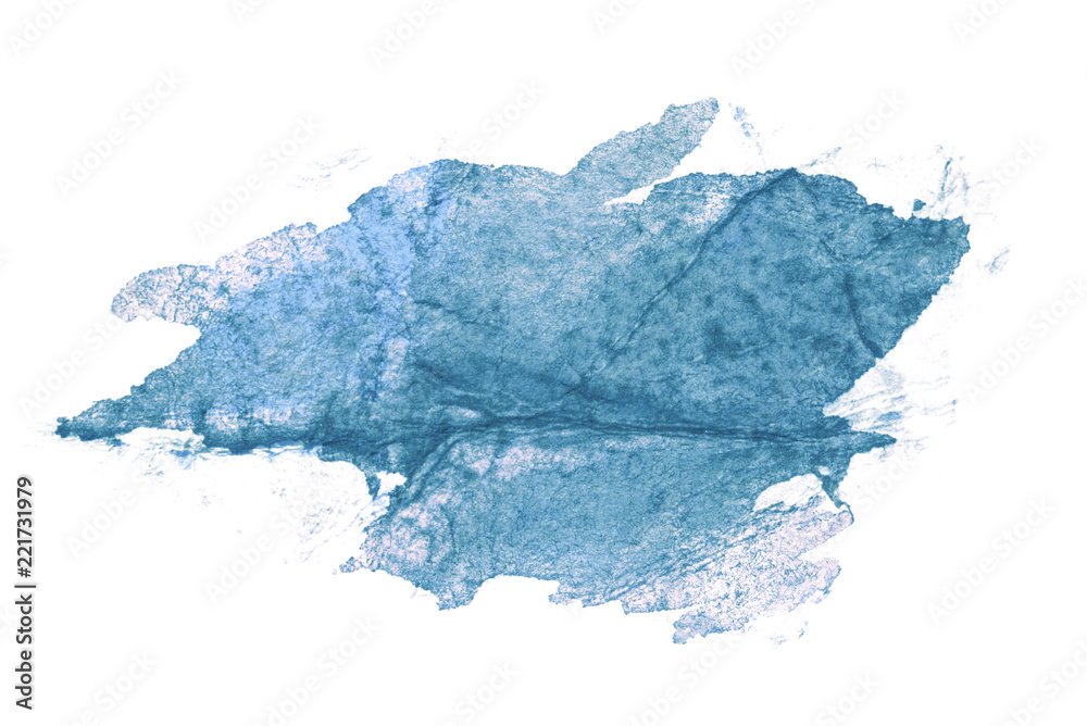 blue watercolor stain, drawn by brush on paper