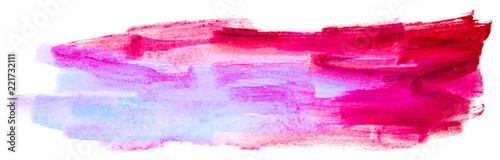 magenta red watercolor stain, drawn by brush on paper