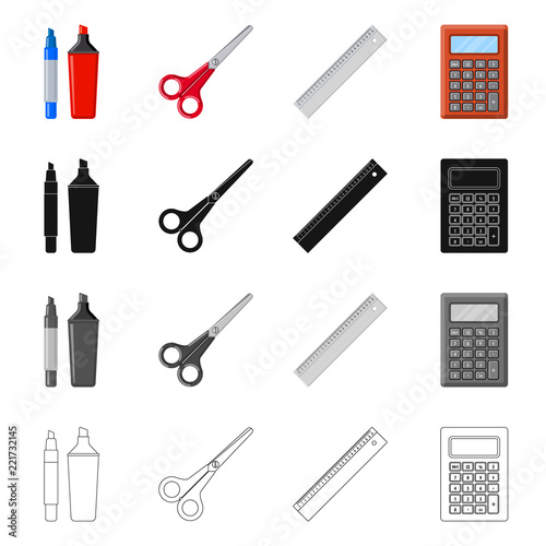 Vector illustration of office and supply sign. Collection of office and school stock symbol for web.