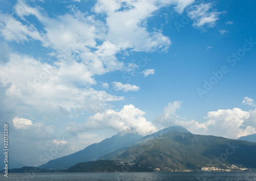 Lake Como mountain view from the boat