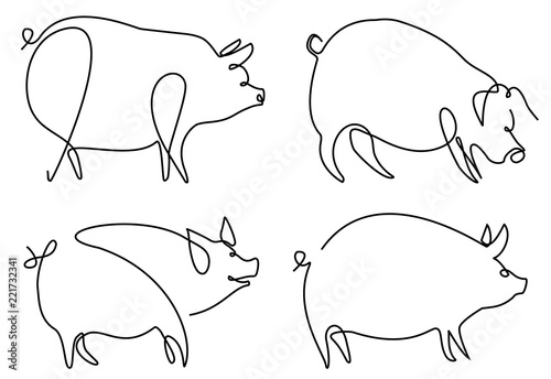 Pig one line drawing