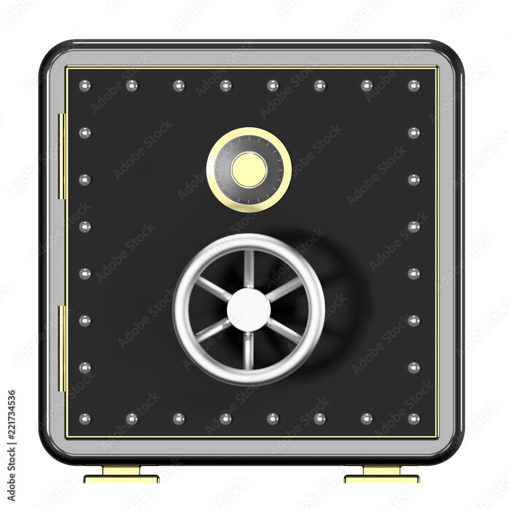3d illustration of closed metal safe isolated on white background. Security concept. 3d illustration of closed metal safe isolated on white background. Security concept.