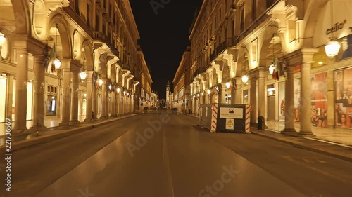 Colonnades Along Via Roma, Turin, Piedmont, Italy - Hyper Lapse photo