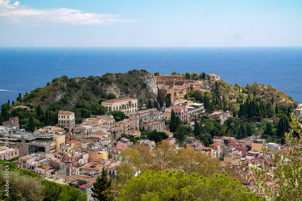 Taormina view sea greek theather sicily Taormina view sea greek theather sicily