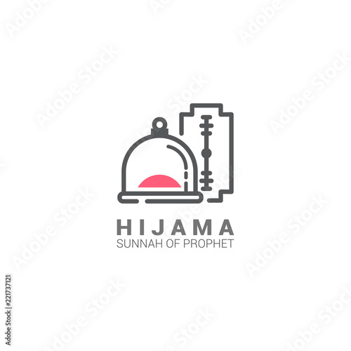 Hidjama jar and blade, logo for person who make bloodletting