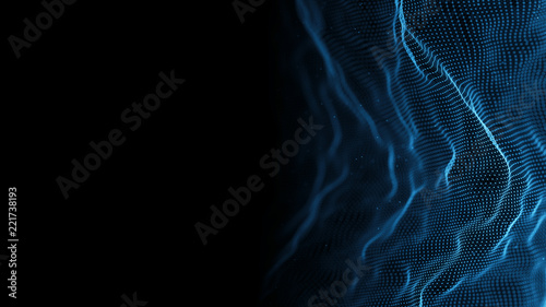 Data technology background. Abstract background. Connecting dots and lines on dark background. 3D rendering. 4k.