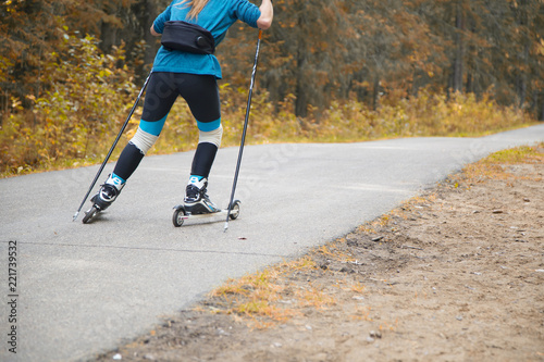 cross-country skiing with roller ski