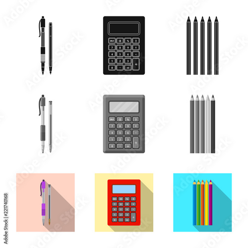 Isolated object of office and supply logo. Set of office and school vector icon for stock.