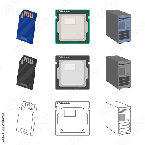 Isolated object of laptop and device logo. Collection of laptop and server stock symbol for web.