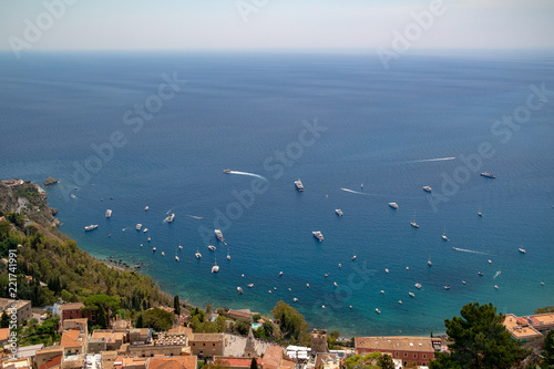 Taormina Sicily sea coast top view