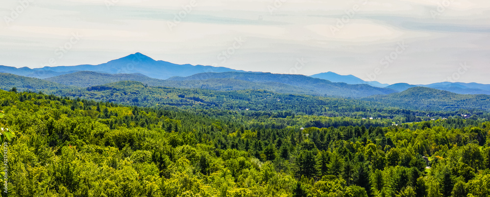 banner of view of Camels Hump Mountain in late summer, Green Mountains of Vermont