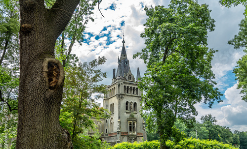 Beautiful and gloomy ruins of castles in Poland. Closed object. Palace in Kopice Ruins of the Schaffgotsch palace photo