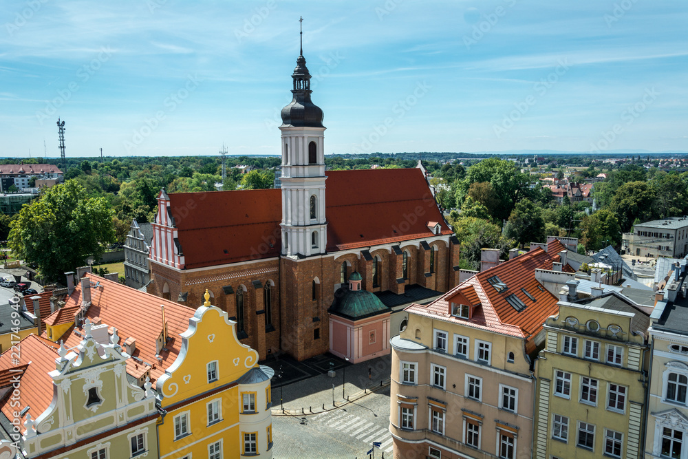 Panorama from the main building in the town of Opole. Colorful houses and pavements, magnificent area. Historical architecture of Europe. Panorama from the main building in the town of Opole. Colorful houses and pavements, magnificent area. Historical architecture of Europe.