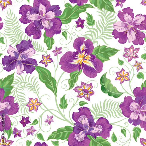 Wallpaper Mural Floral seamless pattern. Garden flowers background. Torontodigital.ca
