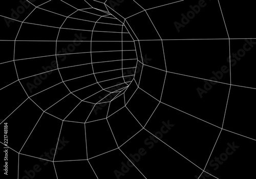 Tunnel or wormhole. Digital 3d wireframe tunnel. 3D tunnel grid. Network cyber technology. Surrealism. Background abstract vector image. 3D illustration tunnel