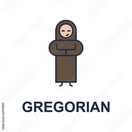 gregorian musician icon. Element of music style icon for mobile concept and web apps. Colored gregorian music style icon can be used for web and mobile