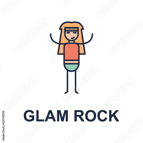 glam rock musician icon. Element of music style icon for mobile concept and web apps. Colored glam rock music style icon can be used for web and mobile