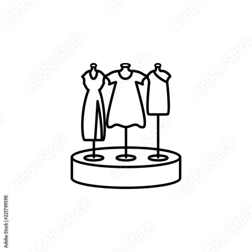 showcase with dresses outline icon. Element of shopping icon for mobile concept and web apps. Thin line showcase with dresses icon can be used for web and mobile