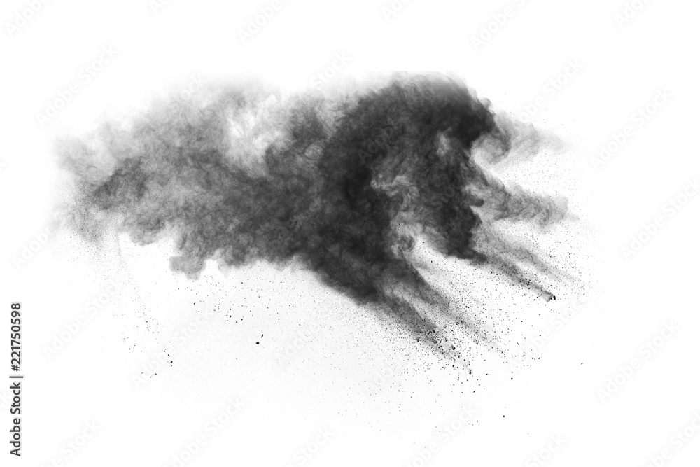 particles of charcoal on white background,abstract powder splatted on white background,Freeze motion of black powder exploding or throwing black powder. particles of charcoal on white background,abstract powder splatted on white background,Freeze motion of black powder exploding or throwing black powder.