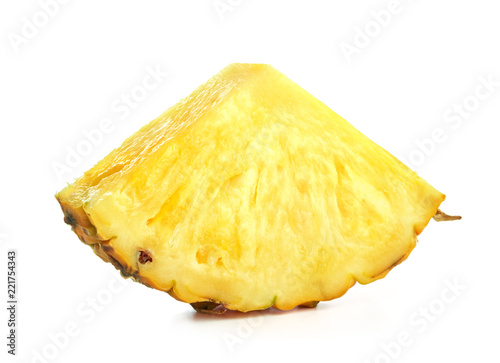 slice of ripe pineapple fruit isolated on white background