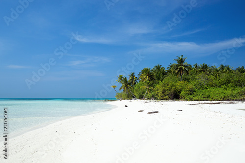 Fototapeta Naklejka Na Ścianę i Meble -  Wild Maldives island with sandy beach