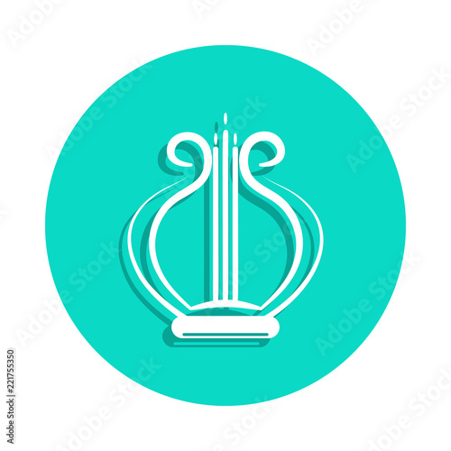 lyre icon in badge style. One of Music Instruments collection icon can be used for UI, UX