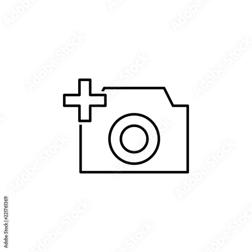 Camera plus sign icon. Element of image sign for mobile concept and web apps illustration. Thin line icon for website design and development, app development. Premium icon