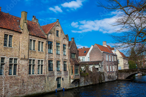 Canals of the historical and beautiful Bruges town in Belgium