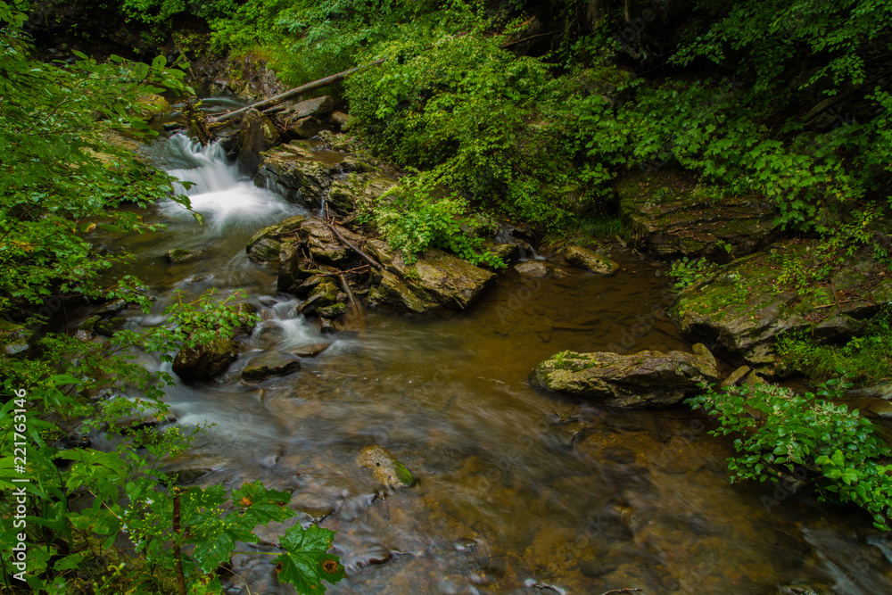 Long Exposure Waterfall Photography, Fresh Mountain Stream Moving Water Long Exposure Waterfall Photography, Fresh Mountain Stream Moving Water