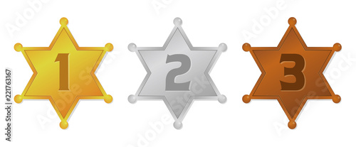 ranking medal icon set ( sheriff badge) 