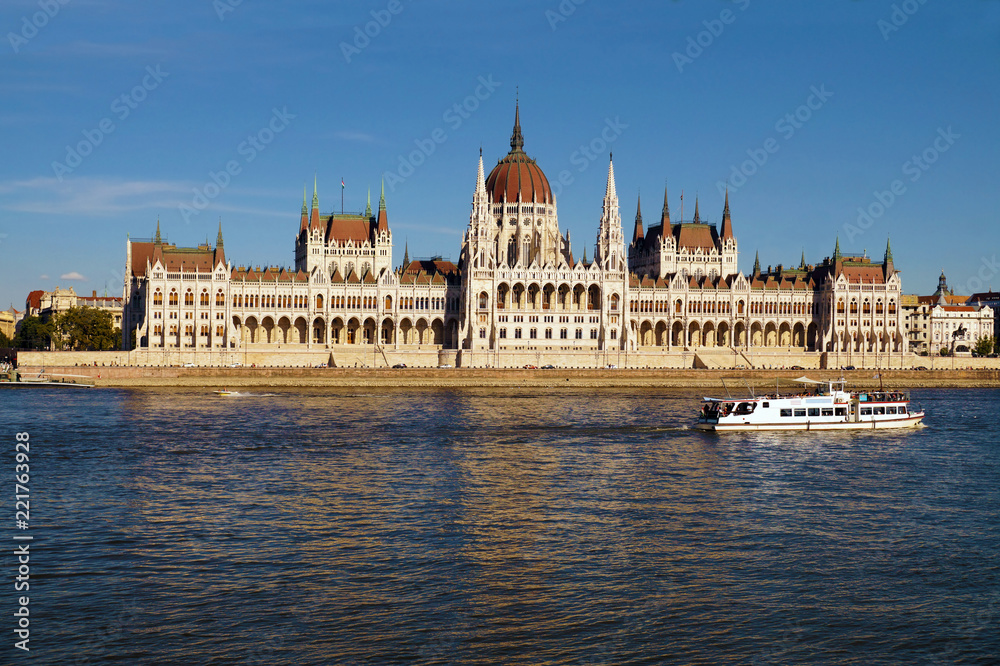 View of the historical building of the Hungarian capital of the parliament.