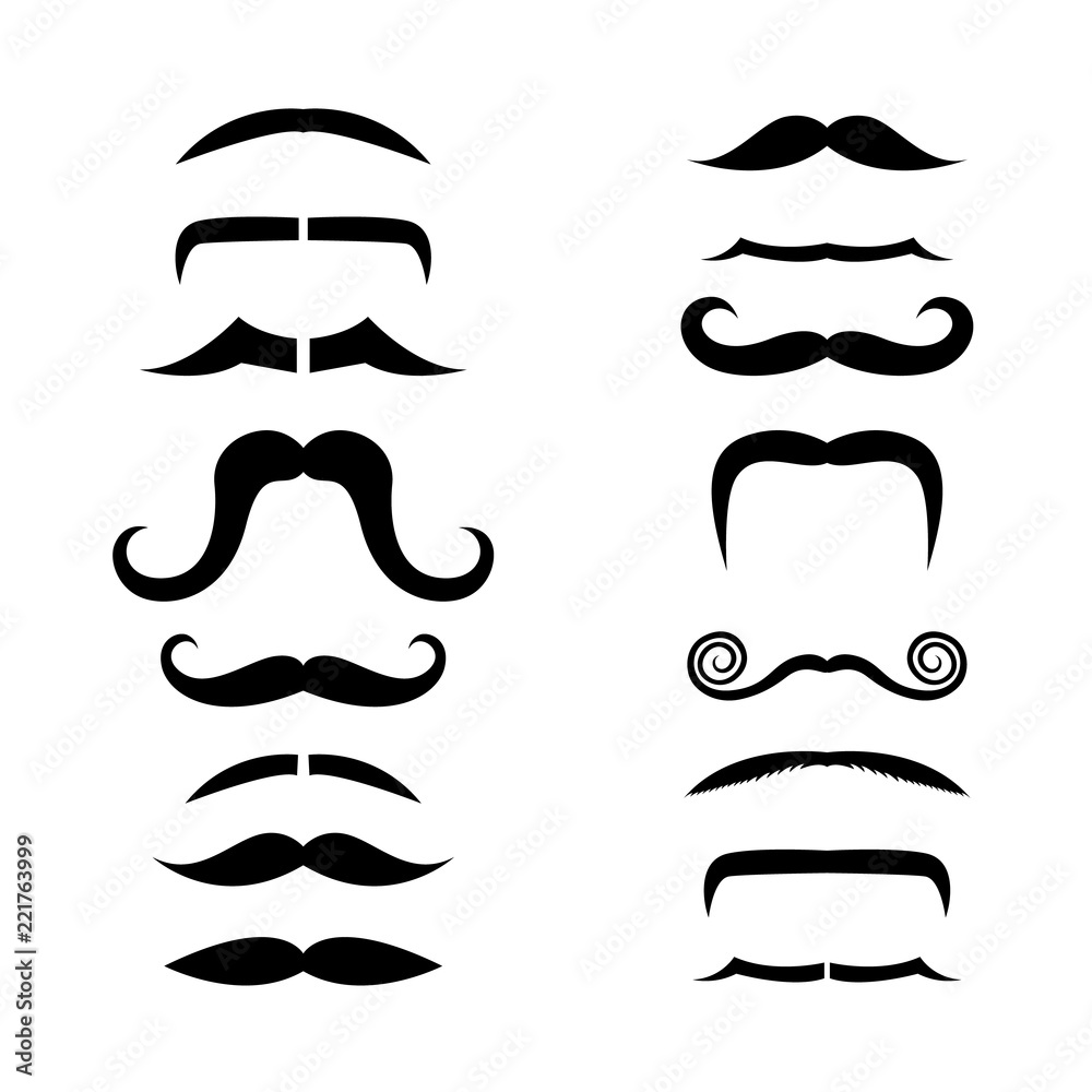 Set of isolated vector facial beards style.Beards and mustaches types.mustache vintage style. Set of isolated vector facial beards style.Beards and mustaches types.mustache vintage style.