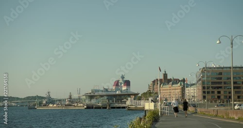 People walking on the strip in Gothenburg harbour