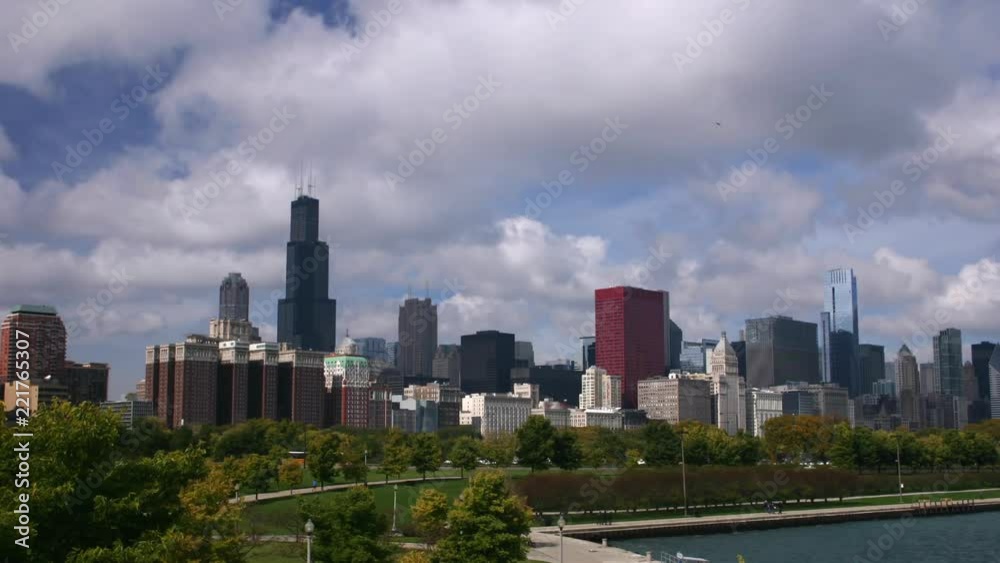 Chicago Lakefront Skyline Day to Night Time Lapse Chicago Lakefront Skyline Day to Night Time Lapse