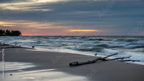 Sunrise at Bradford Beach on Lake Michigan in Milwaukee, Wisconsin