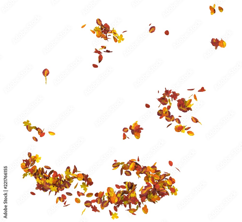 Autumn leaves isolated on white background 3D illustration Autumn leaves isolated on white background 3D illustration