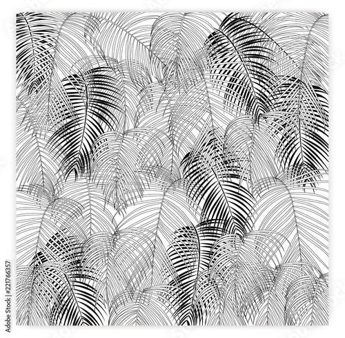 Tropical floral seamless vector pattern background.