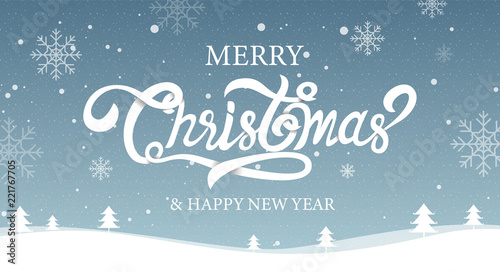 Merry Christmas, happy new year, calligraphy, sign & symbol, vector illustration.