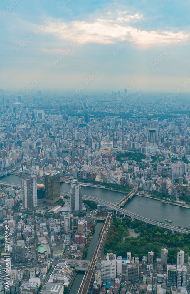 Top view of city from Tokyo Sky tree in Japan.