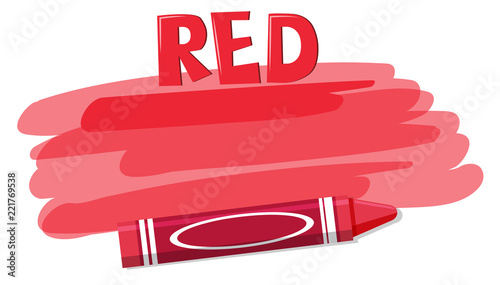 A red crayon on white background