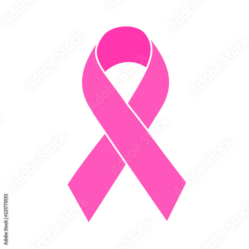 Pink ribbon symbol. Breast Cancer Awareness Month Campaign. Icon design. Vector illustration isolated on white background.