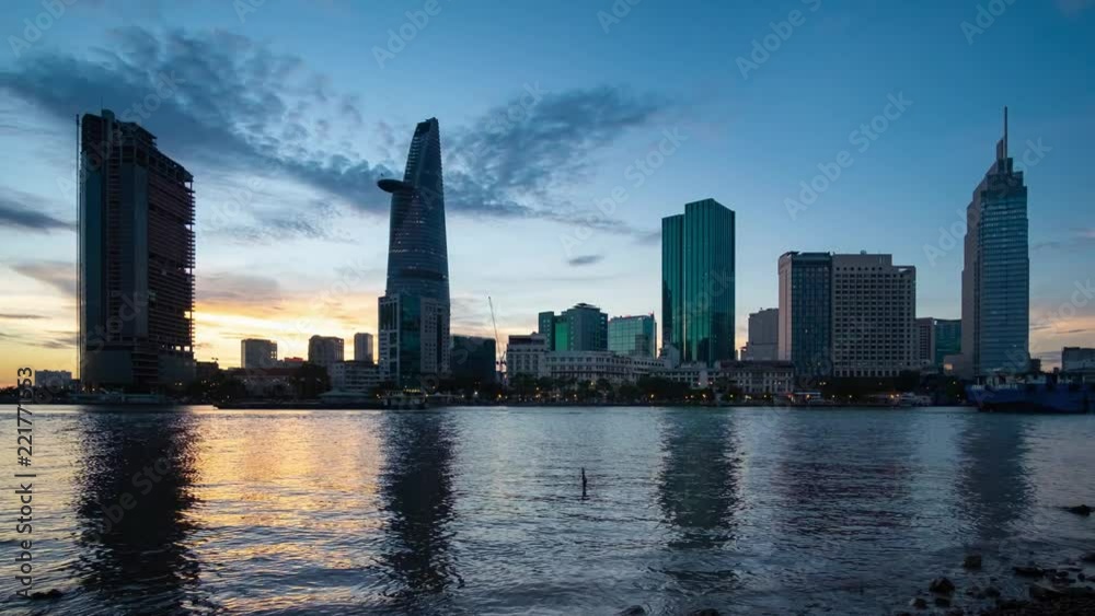 Timelapse landscape sunset to night of Ho Chi Minh city or Sai Gon. Royalty high quality free stock footage time lapse of Ho Chi Minh City in sunset to night. Timelapse or time lapse is fast video Timelapse landscape sunset to night of Ho Chi Minh city or Sai Gon. Royalty high quality free stock footage time lapse of Ho Chi Minh City in sunset to night. Timelapse or time lapse is fast video