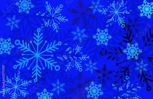 beautiful SNOWFLAKE multilayered background in blues